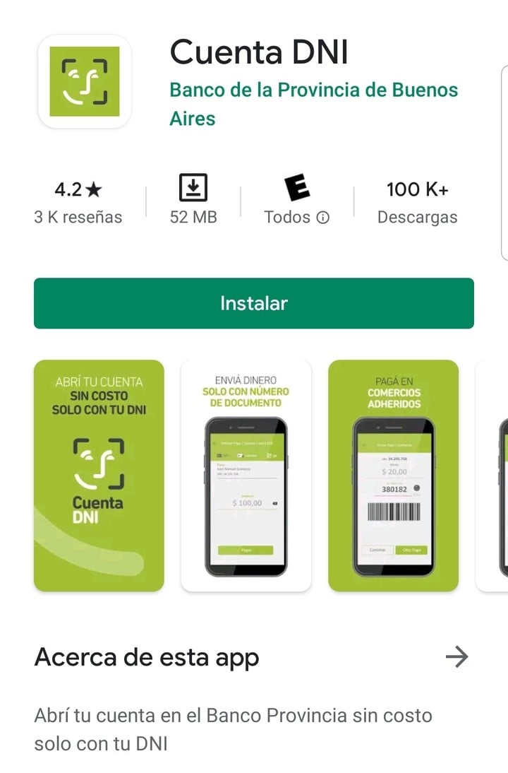 La aplicación Cuenta DNI para descargarla, en el sistema Android.